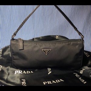 Prada Tessuto Sport Black Nylon Mini Hobo Handbag